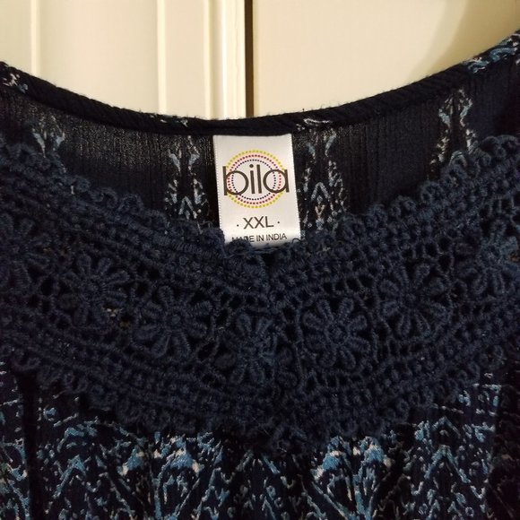 Bila dress XXL abstract geometric tribal floral crochet neck midi maxi boho - Picture 5 of 14